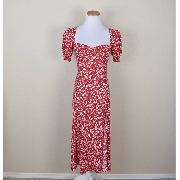 Reformation Lacey Jenna Red Floral Midi Dress - 4 - Picture 1 of 13